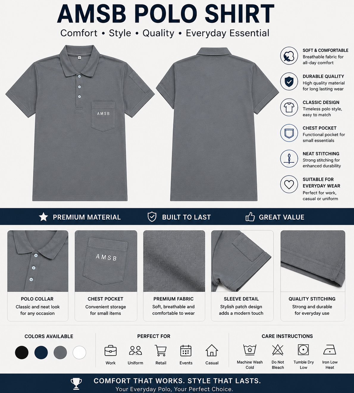 AMSB Classic Pocket Polo Shirt