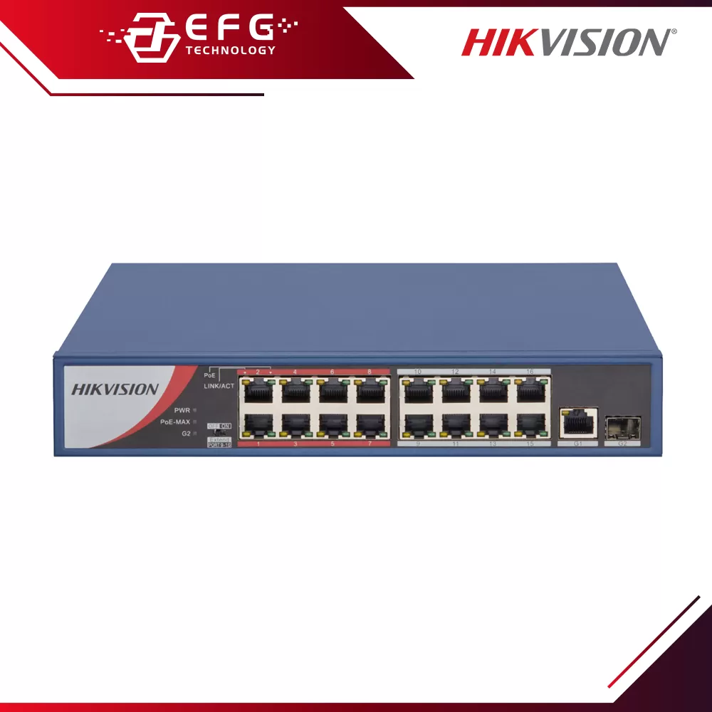 DS-3E0318P-E/M(B) 16-Port 100Mbps Long-Range Unmanaged PoE Switch