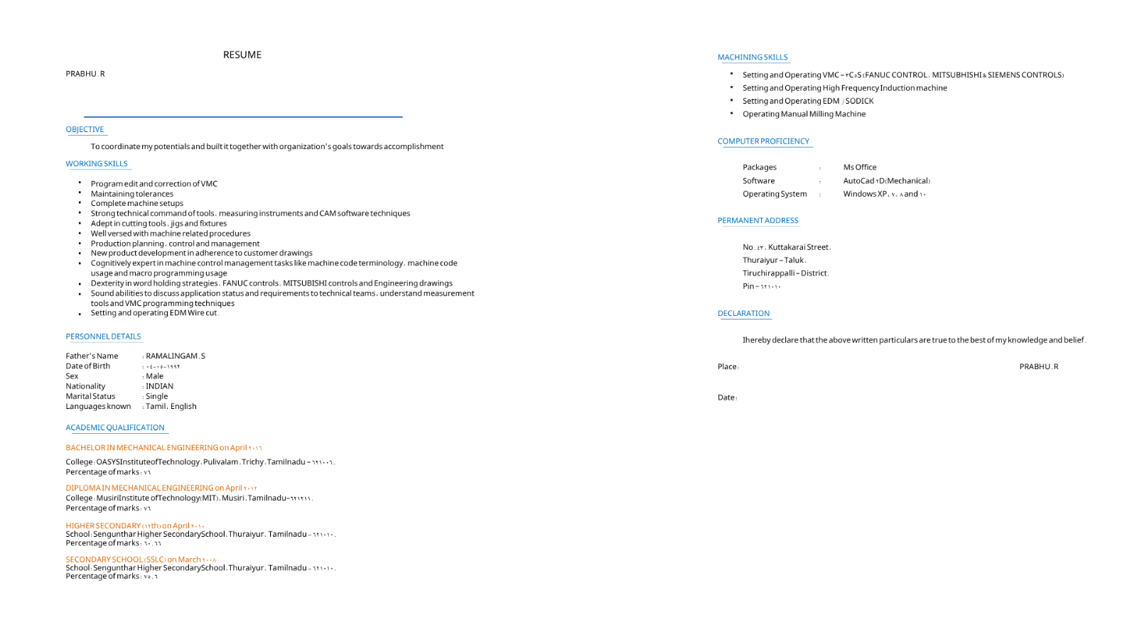 VMC RESUME