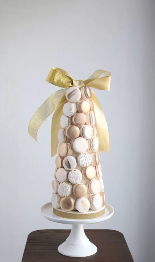 White Gold Macaron Tower