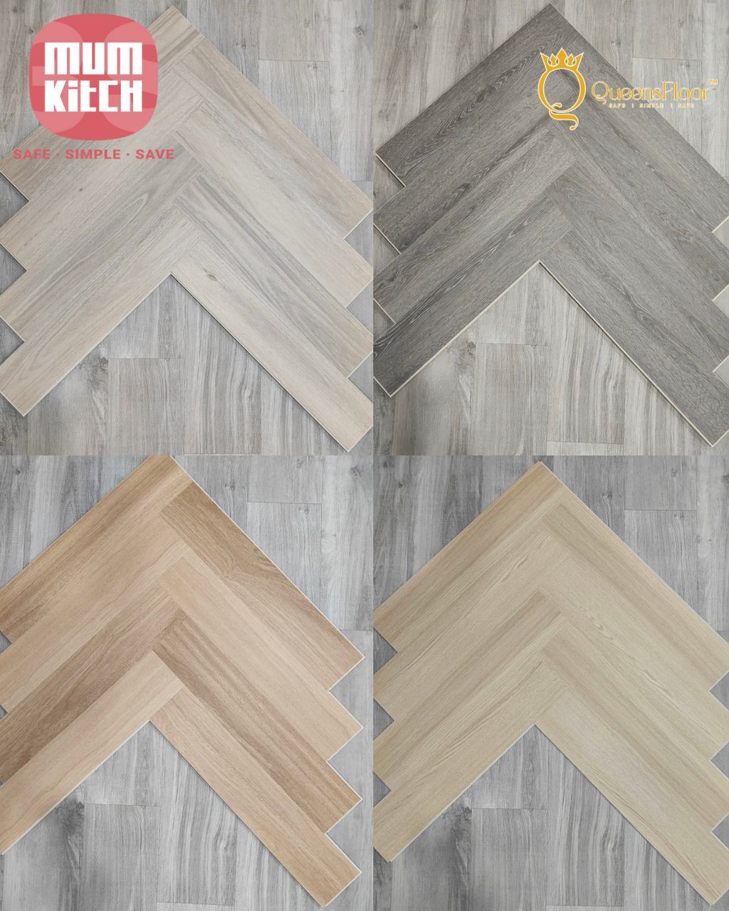SPC Flooring (HERRINGBONE) Collection | Thickness:4.5mm | RM 5.86/sqft | RM 175.80/Box | 34pcs/Box