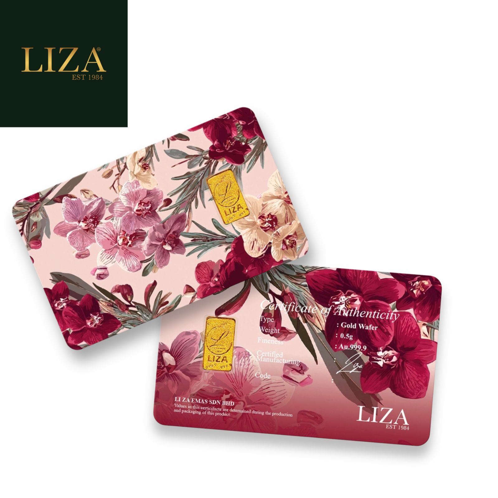 LIZA 0.50g 999.9 Gold Bar (Flower | 花朵）