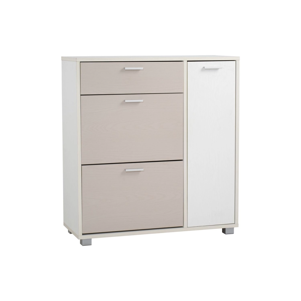 Talbot Shoe Cabinet (White + Light Grey)