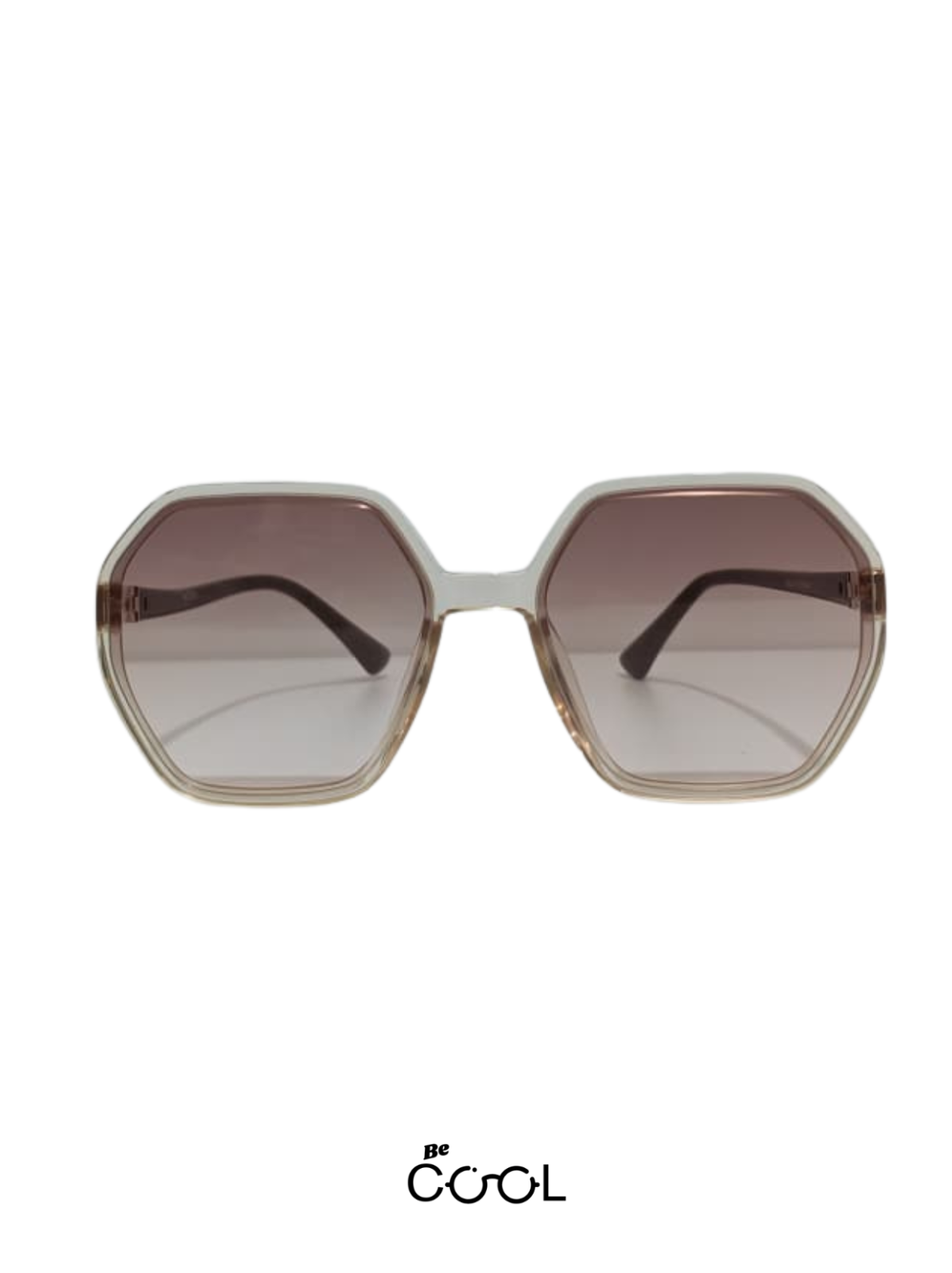 Be Cool Mayjune Transparent Brown Acetate Sunglasses Gold Metal Piece 2tone 50% Brown