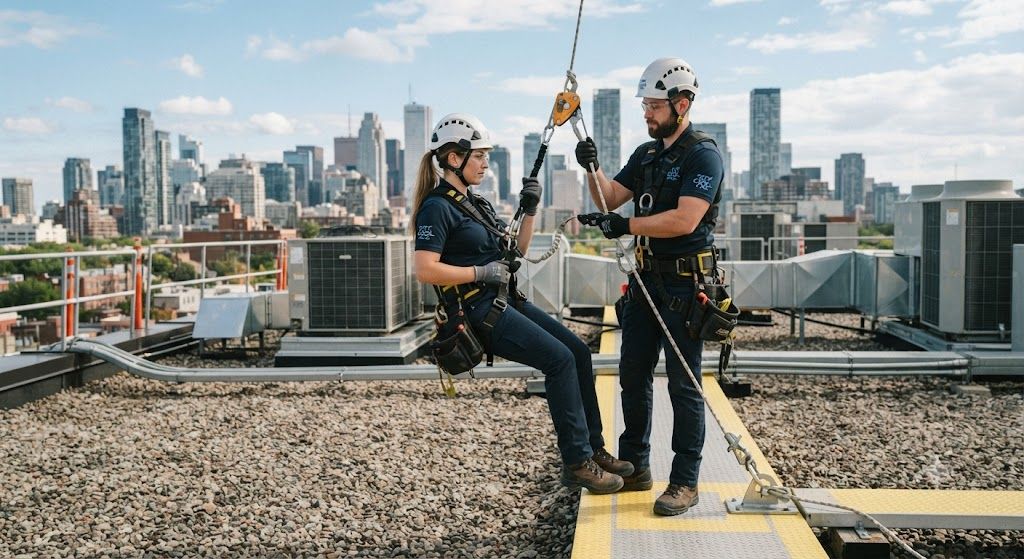 HVAC technician emergency procedures at height