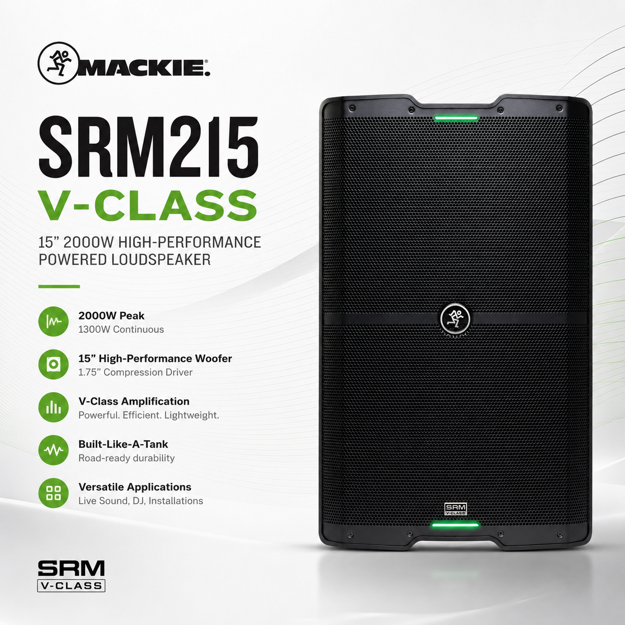 Mackie SRM215 V-Class 15″ 2000W High-Performance Powered Loudspeaker