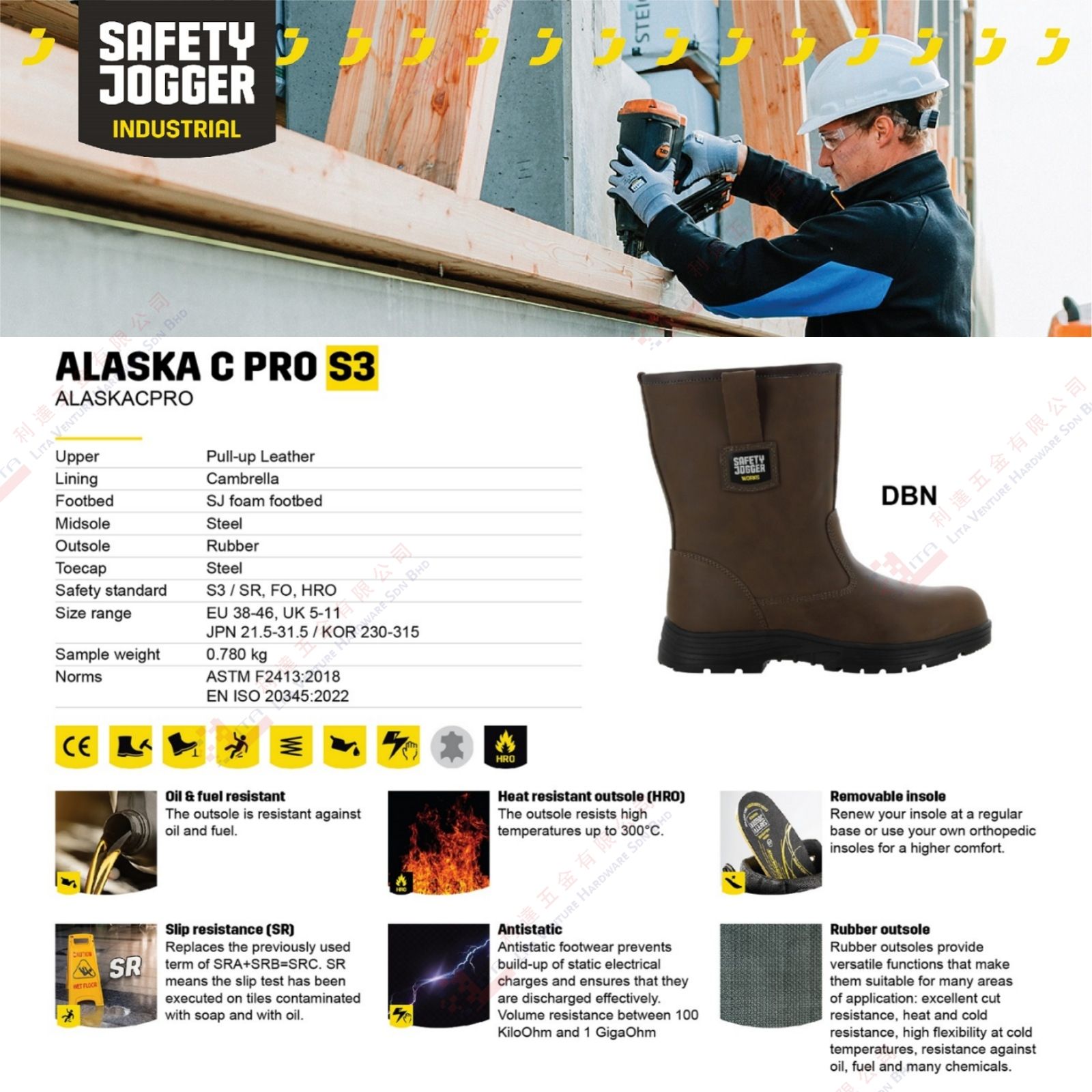 SAFETY JOGGER BRAND SAFETY SHOE - ALASKA C PRO S3