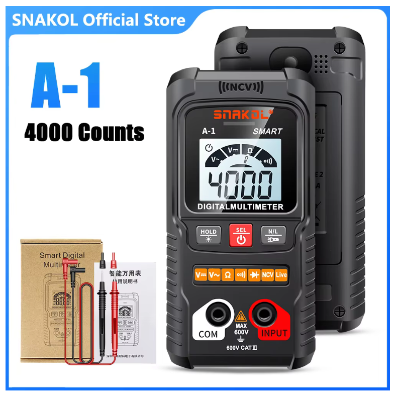 SNAKOL  Profesional Digital Multimeter AC DC NCV Smart Multimeters Multimetro Ohm Voltage Meter Auto Range 600V Electrician Tester
