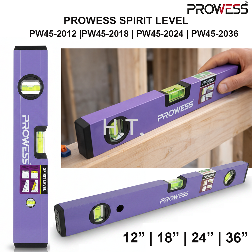 PROWESS SPIRIT LEVEL 12” | 18” | 24” | 36” PRECISION LEVELING TOOL | PROFESSIONAL ALIGNMENT SPIRIT LEVEL ( PW45-2012 |PW45-2018 | PW45-2024 | PW45-2036 )