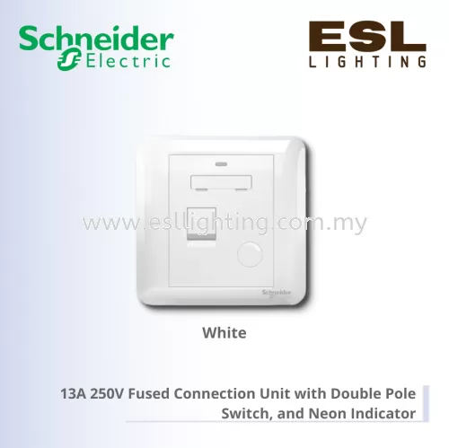 SCHNEIDER Affle Plus 13A 250V Fused Connection Unit with Double Pole Switch, and Neon Indicator - A3G31DFSGN_WE_G11