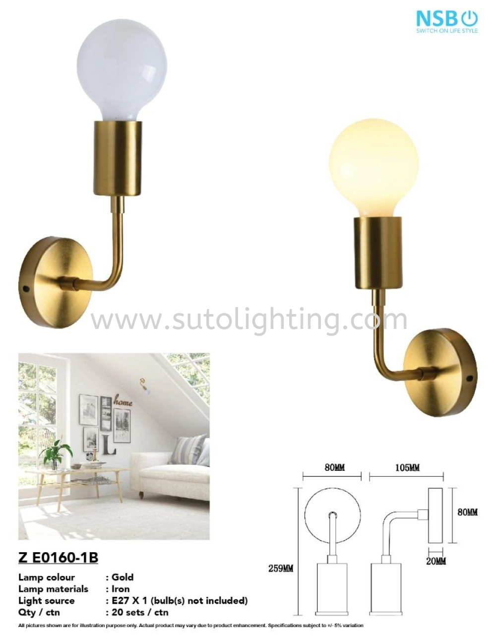 ZE 0160-1B Wall Light