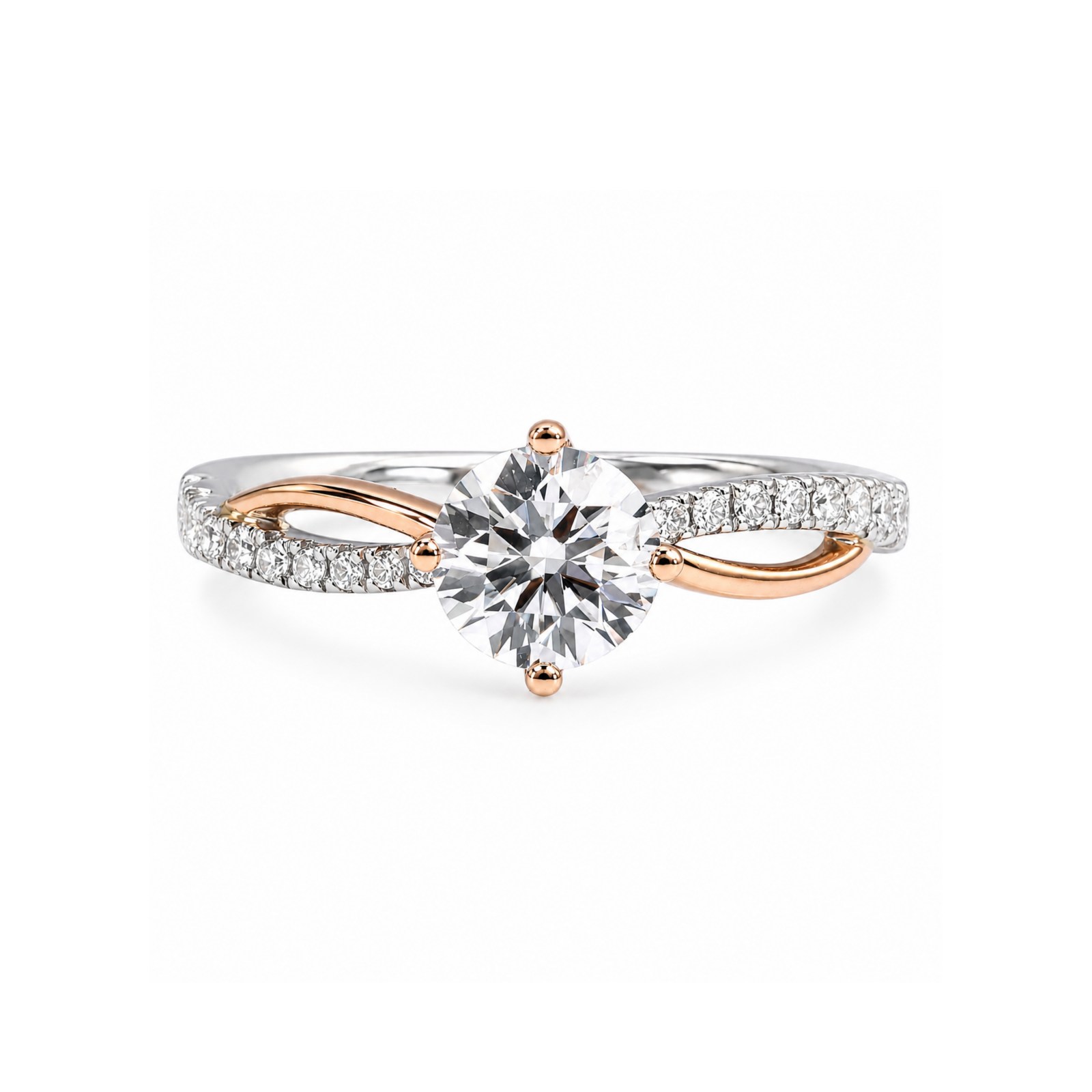Roman & Co庐 Solara Two-Tone Twist Pav茅 Solitaire Engagement Ring