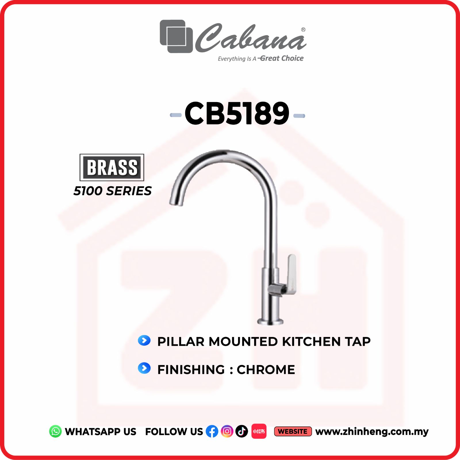 CABANA Pillar Mounted Kitchen Tap CB5189