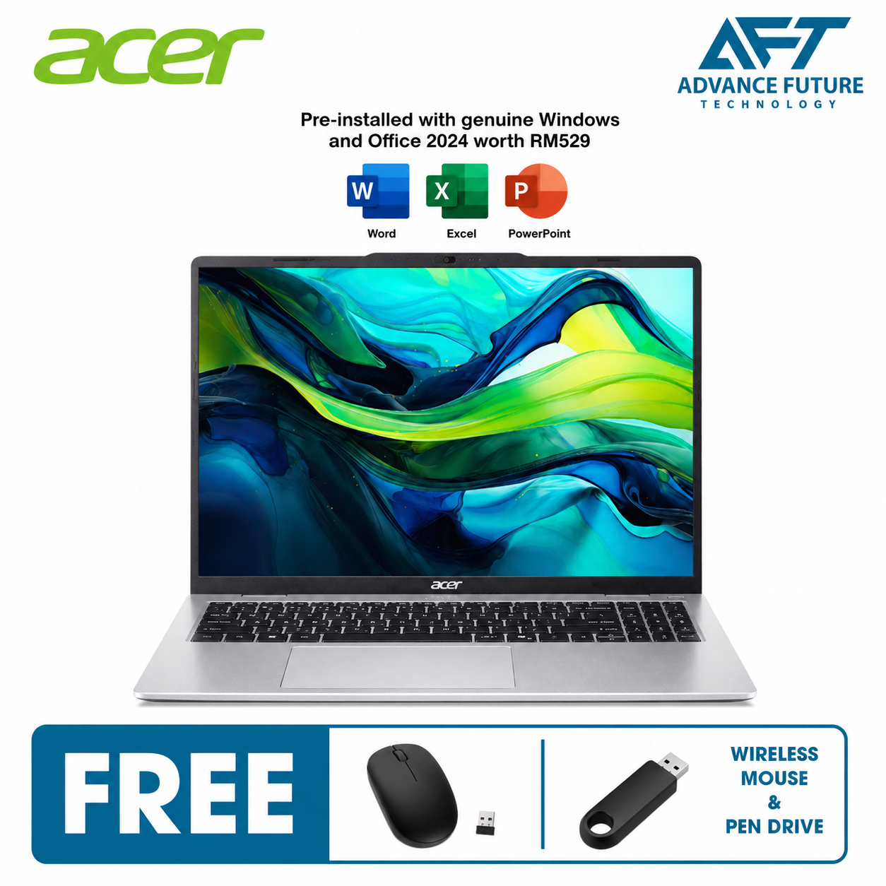 Acer Aspire Lite 16 AL16-53P-55WM 16" WUXGA Laptop Pure Silver ( Intel Core Ultra 5 115U, 16GB, 512GB SSD, Intel, W11, H&S 2024&M365 )