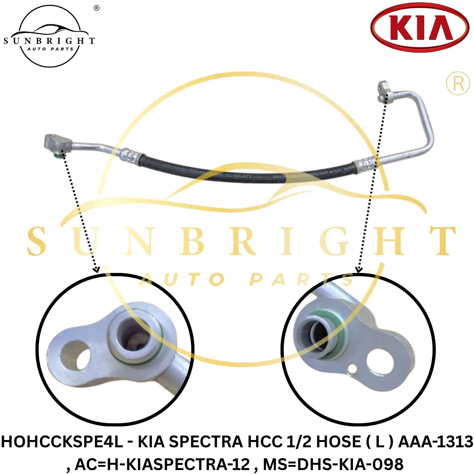 HOHCCKSPE4L - KIA SPECTRA HCC 1/2 HOSE ( L ) AAA-1313 , AC=H-KIASPECTRA-12 , MS=DHS-KIA-098