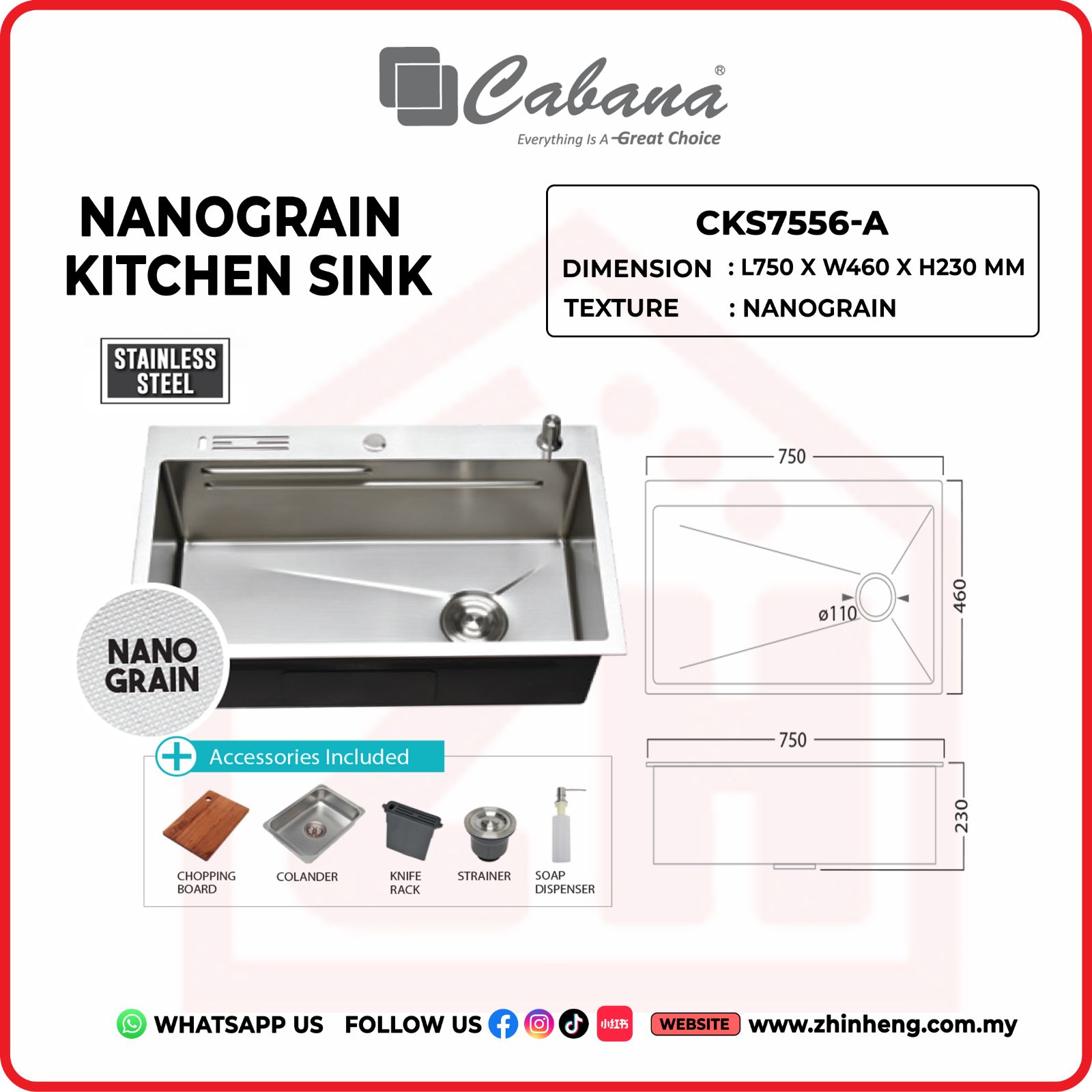 CABANA NANOGRAIN KITCHEN SINK  CKS7556-A