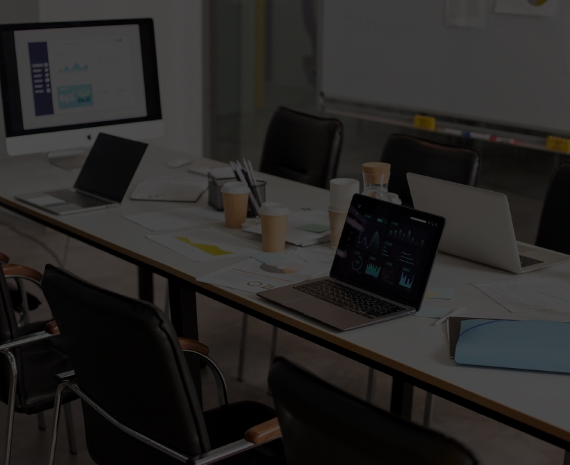 Office meeting room with furniture and workplace technology