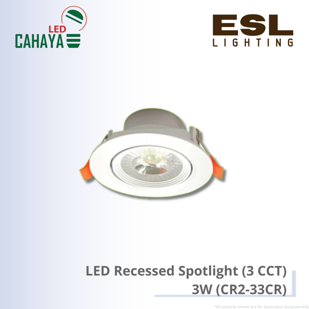 CAHAYA LED Recessed Spotlight CR2 Series 3CCT 3W - CR2-33CR 3 Color LED Eyeball