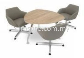 Curvilinear discussion table with Chrome Ixia leg