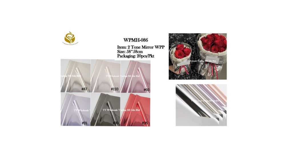 Premium Mirror Finish Floral Wrap/ Korean-Style 2-Tone Mirror Sheets for Gift Bouquets (WPMH-086)