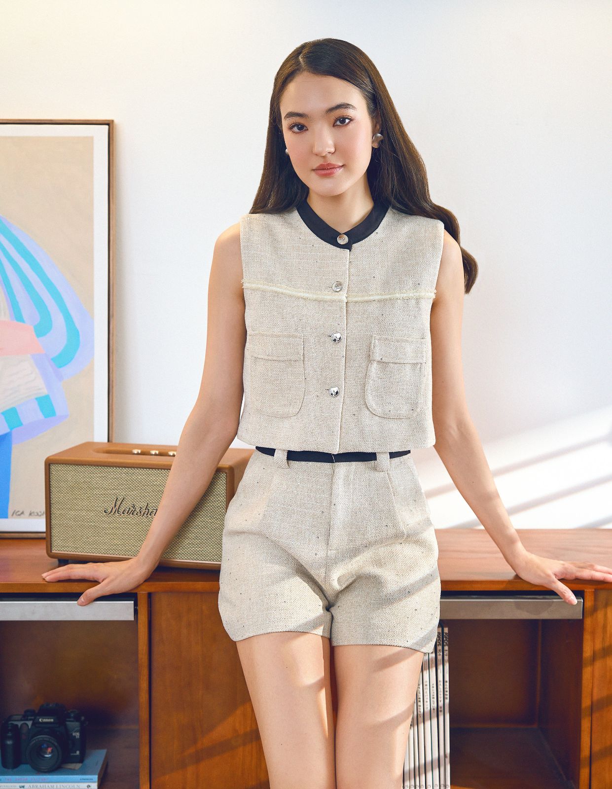 Celeste Contrast Tweed Vest