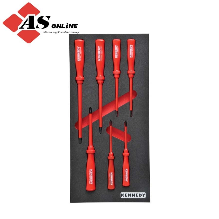 KENNEDY 7 Piece Insulated VDE Screwdriver Set in 1/3 Width Foam Inlay for Tool Cabinets / Model: KEN5950180K