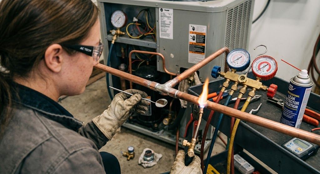copper pipe brazing leak prevention HVAC