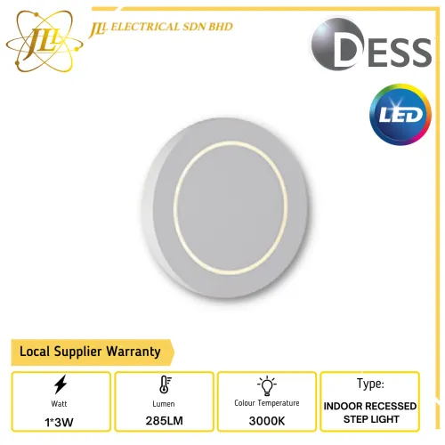 DESS GLED4063 1*3W 265V 285LM 3000K INDOOR LED RECESSED STEP LIGHT