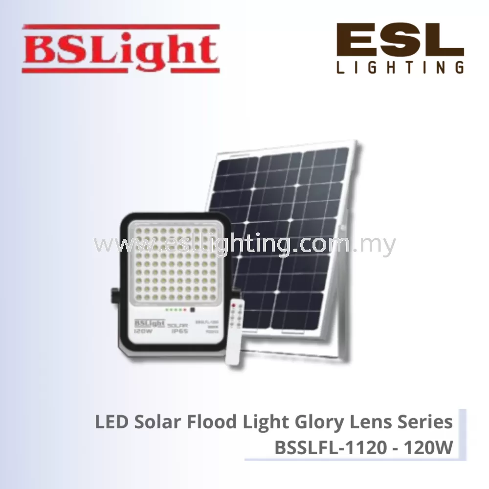 BSLIGHT LED Solar Flood Light Glory Lens Series Mono-Crystalline Silicon Solar Panel - 120W - BSSLFL-1120 IP65