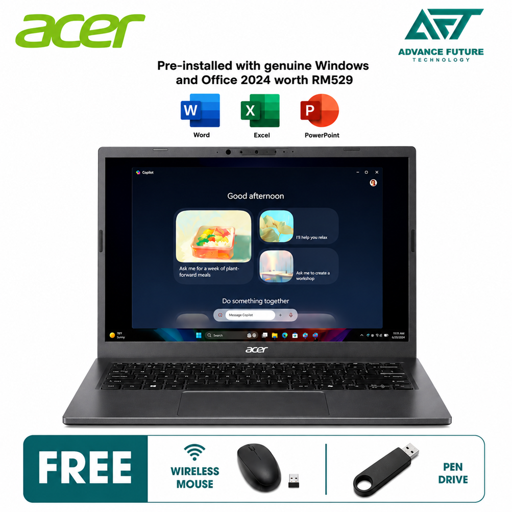 Acer Aspire 14 AI A14-52M-51NE 14" WUXGA Laptop Steel Grey ( Intel Core Ultra 5 226V, 16GB, 512GB SSD, Intel, W11, H&S 2024&M365 )