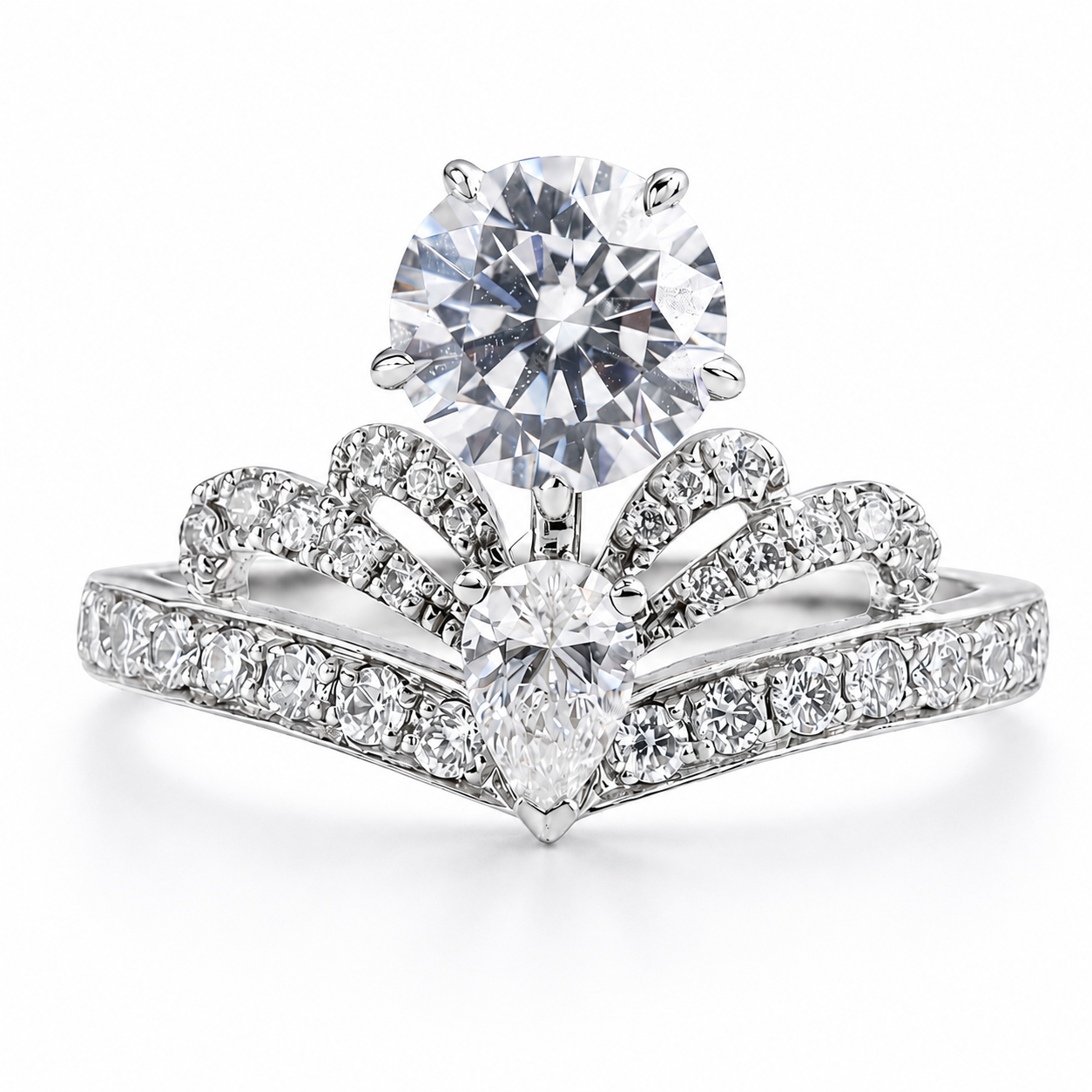 Roman & Co庐 Celestara Crown Drop Pav茅 Engagement Ring