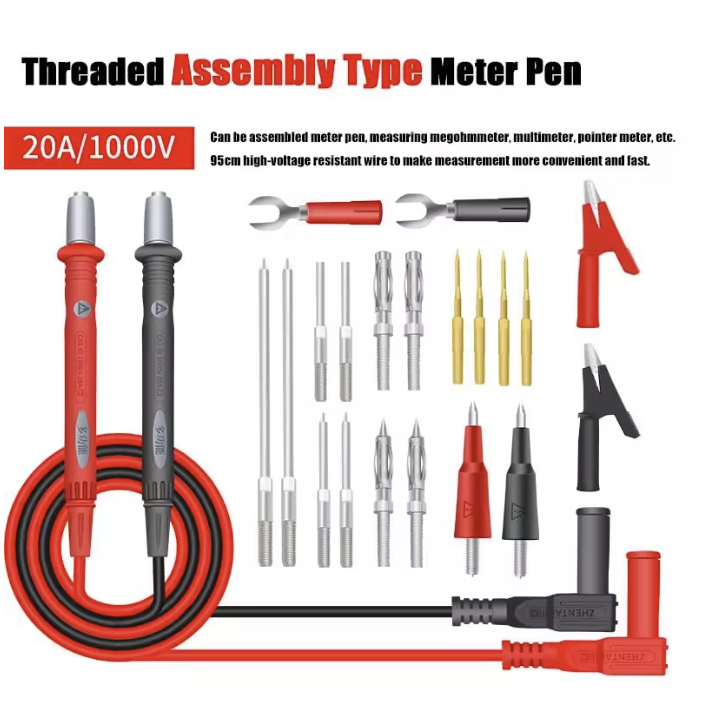 SNAKOL 22pcs multimeter test leads silicone test kit threaded crushed cable universal meter removable welder 20a