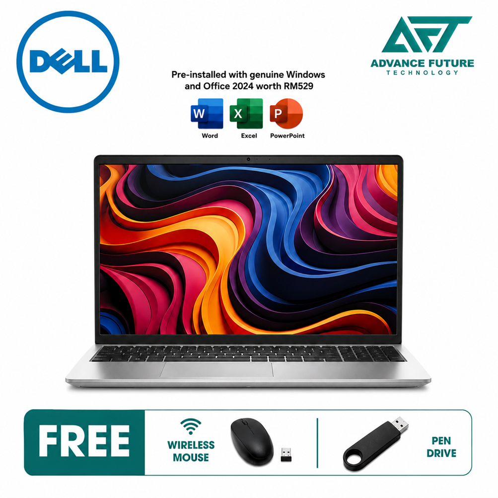 Dell 15 DC15255-R77730u-16-512-W11H 15.6" FHD Laptop Silver ( AMD Ryzen 7-7730U ,16GB, 512GB SSD, ATI, W11, H&S 2024&M365 )