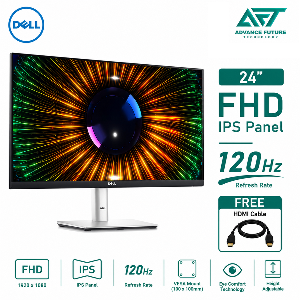 Dell UltraSharp 24 U2424H 24" FHD IPS 120Hz Flat Monitor ( 2x DP, HDMI, 2x USB-A, USB-C, Audio, 3 Years Warranty )