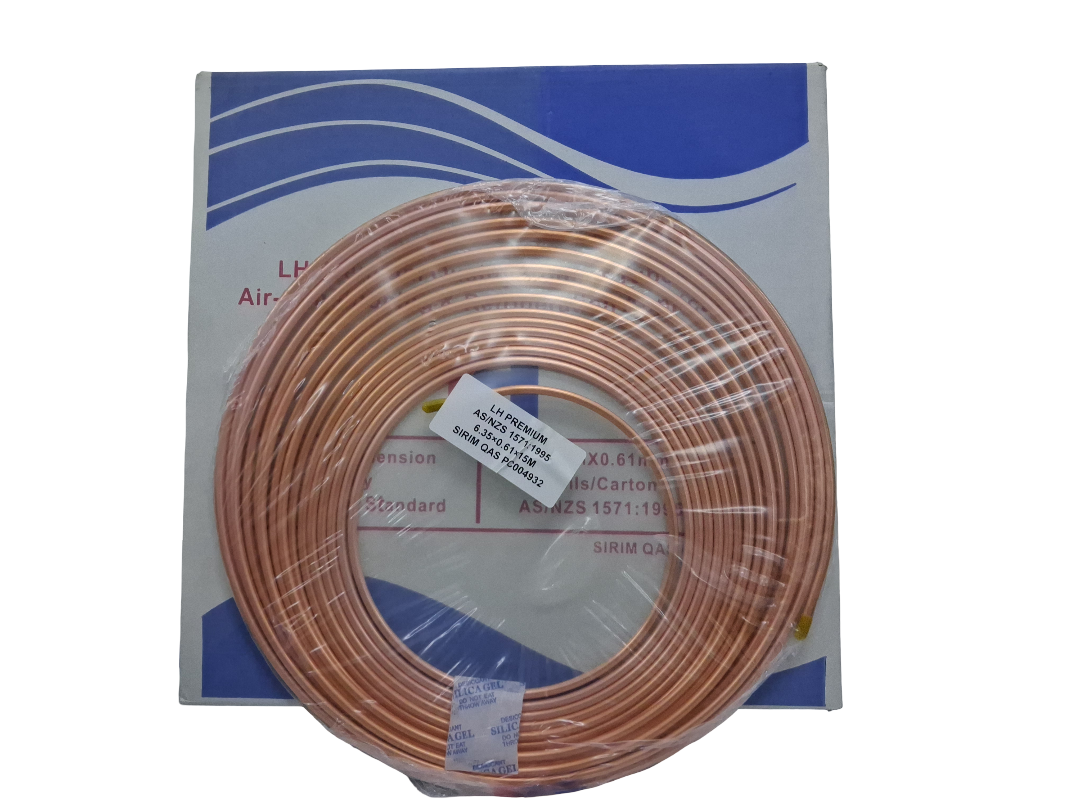 1/4'' X 0.61MM (SWG 23) X 15M LH PREMIUM - COPPER TUBE AS 1571