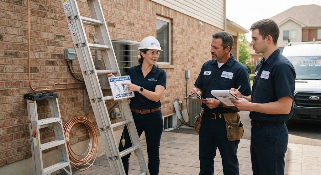 HVAC ladder angle safety rules for technicians
