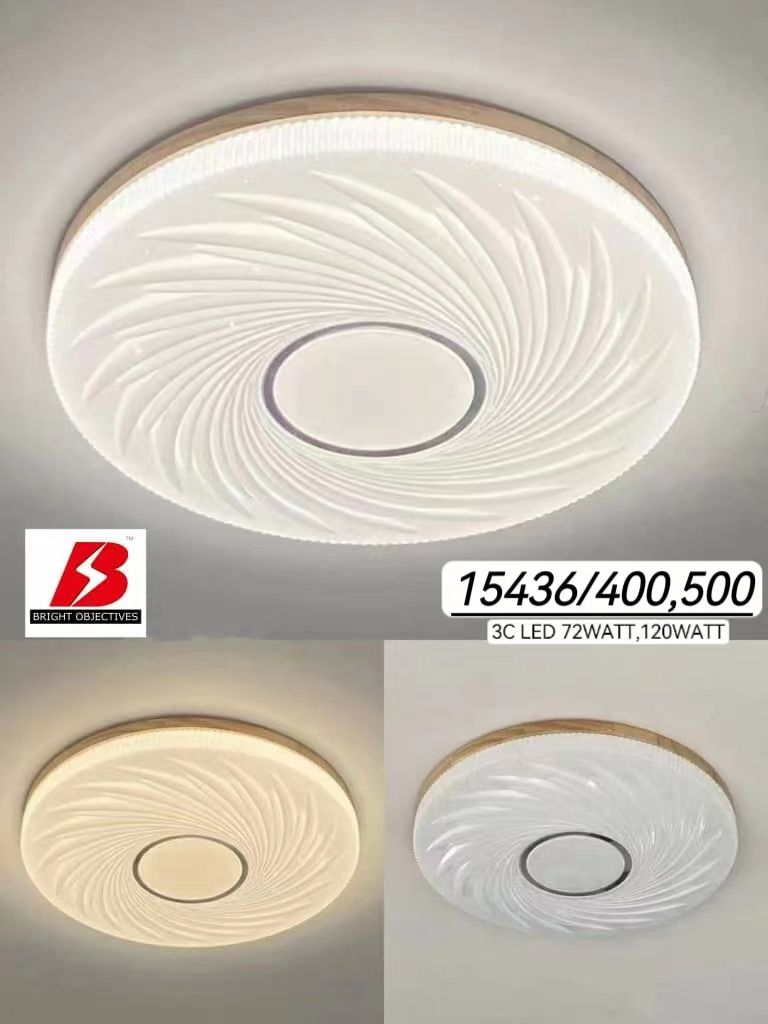 Modern Ceiling Light Wood Frame style with 3 Color Light - 15436