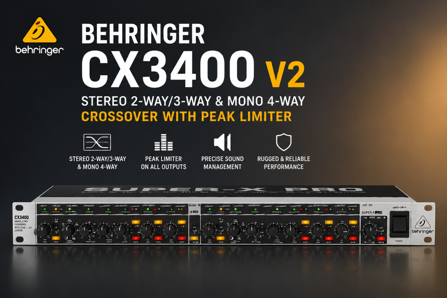 Behringer CX3400 V2 – Stereo 2-Way/3-Way & Mono 4-Way Crossover with Peak Limiter