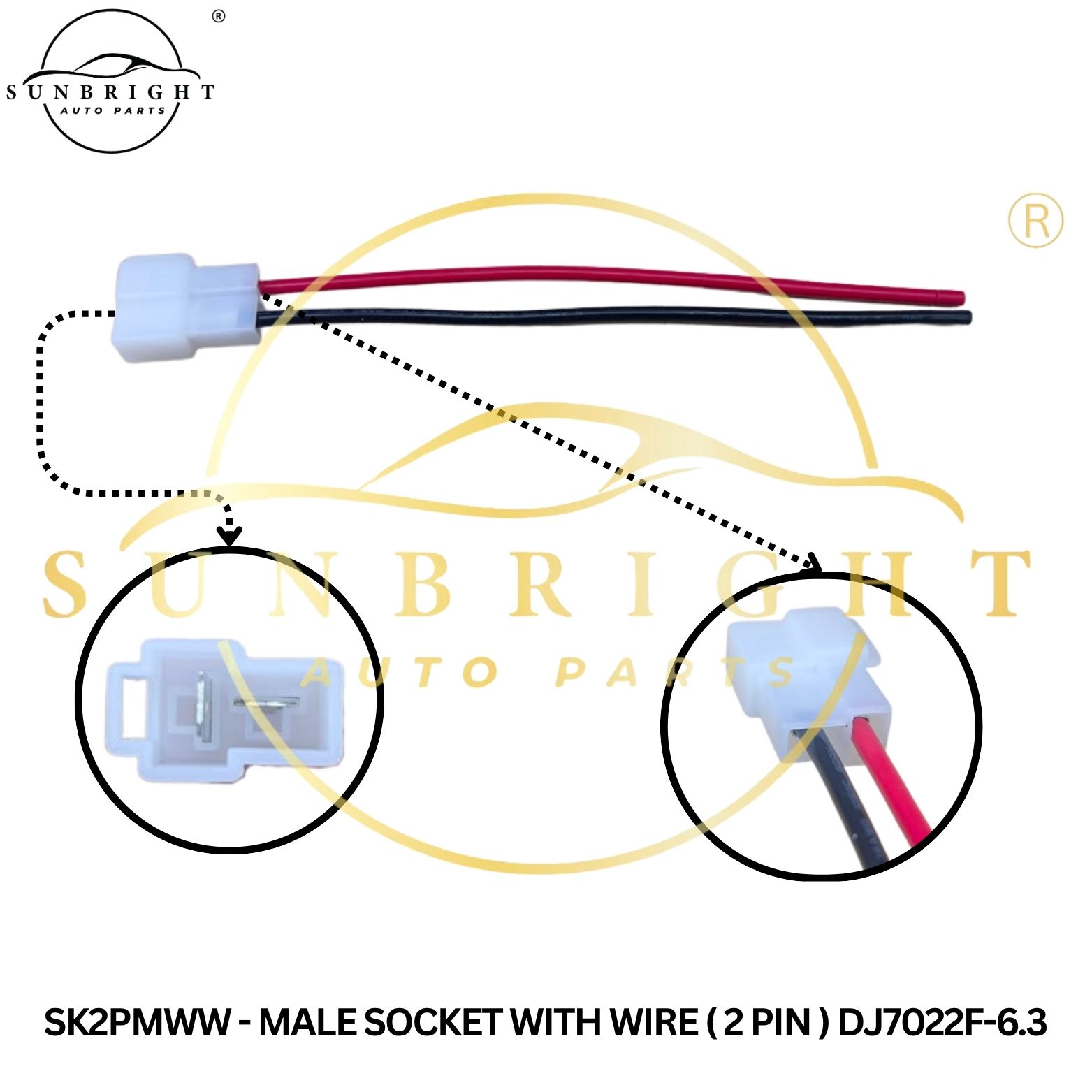 SK2PMWW - MALE SOCKET WITH WIRE ( 2 PIN ) DJ7022F-6.3