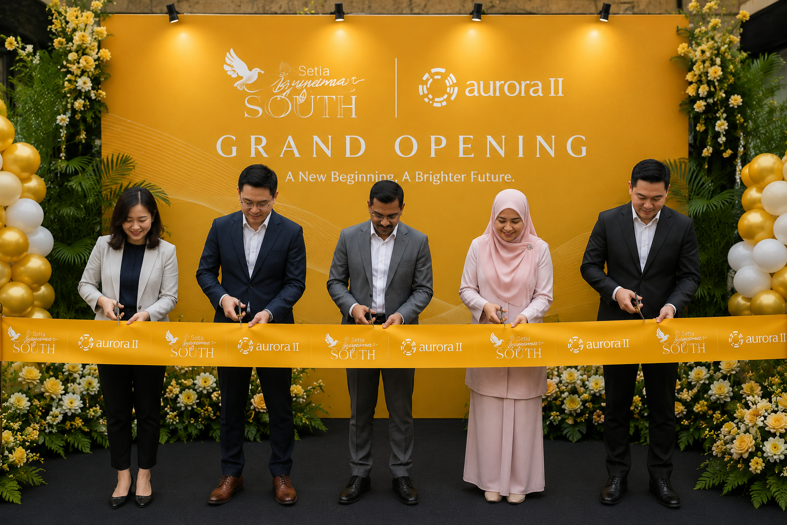 Custom Grand Opening Ceremony Ribbon Malaysia | Premium Satin Ribbon Printing for Corporate & Property Launches