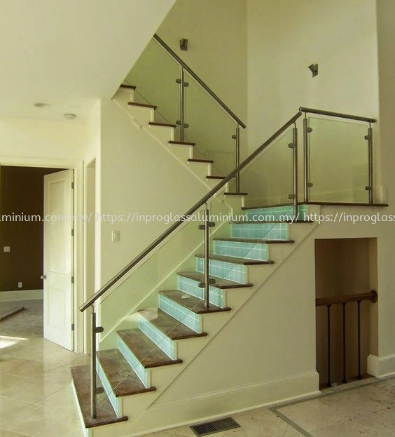 IPGRSR-12 12MM Tempered Glass Railing-Staircase (C/W Stainless Steel Railing) | Glass Contractor at Sepang | Cynerjaya | Dengkil