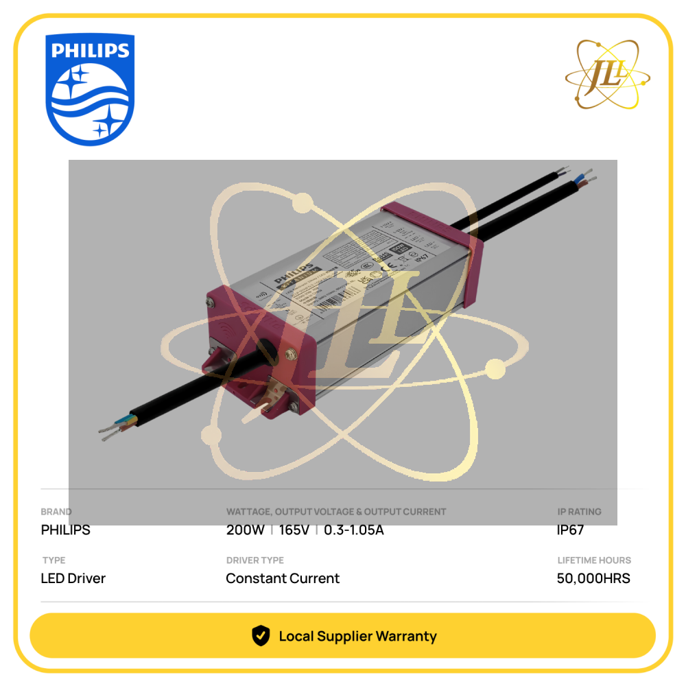 PHILIPS XI LP 200W 0.3-1.05A S1 WL | 165V CONSTANT CURRENT LED DRIVER IP67 (929003876980)