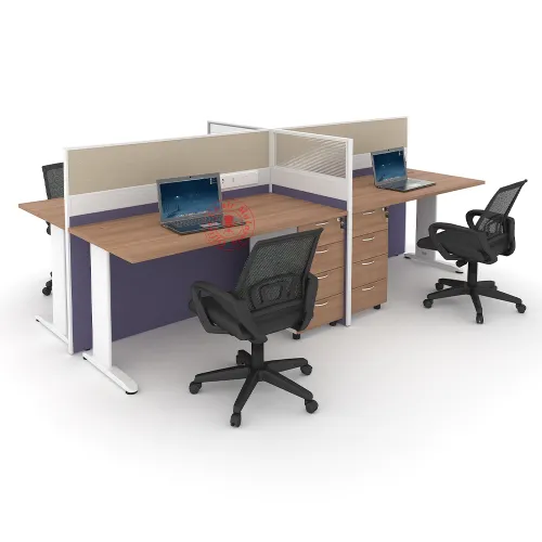 MJ Rectangular Workstation Cluster of 4 / Office Table Workstation / Meja Pejabat Kerja / Meja office