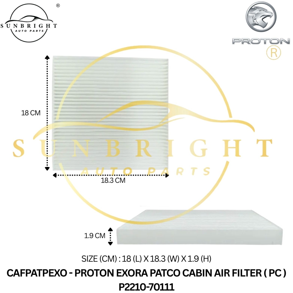 CAFPATPEXO - PROTON EXORA PATCO CABIN AIR FILTER ( PC ) P2210-70111