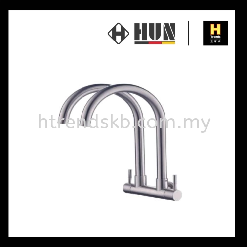 HUN Double Spout Wall Sink Tap HWT9002-A