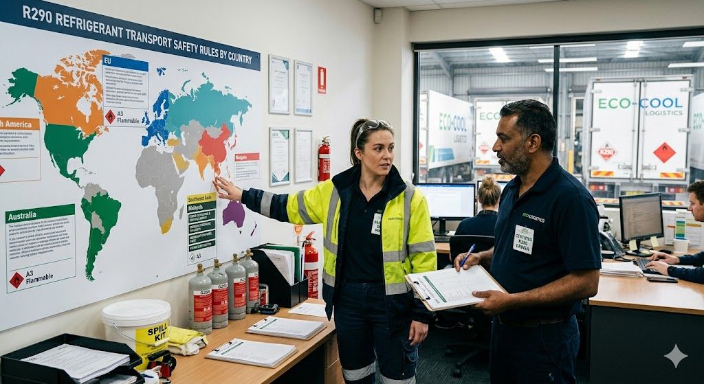 R290 refrigerant transport safety rules by country