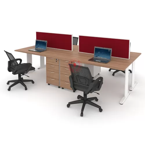 MJ Rectangular Workstation Cluster of 4 / Office Table Workstation / Meja Pejabat Kerja / Meja office