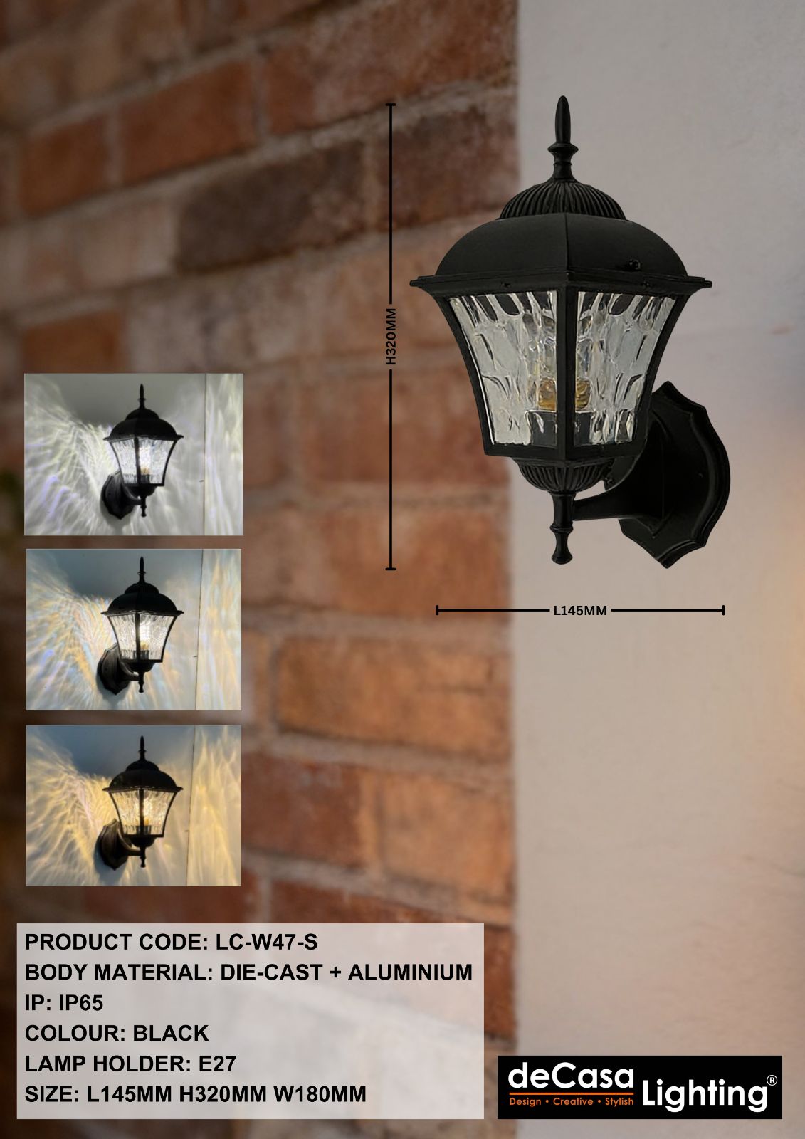 OUTDOOR WALL LIGHT(LC-W47-S-BK)