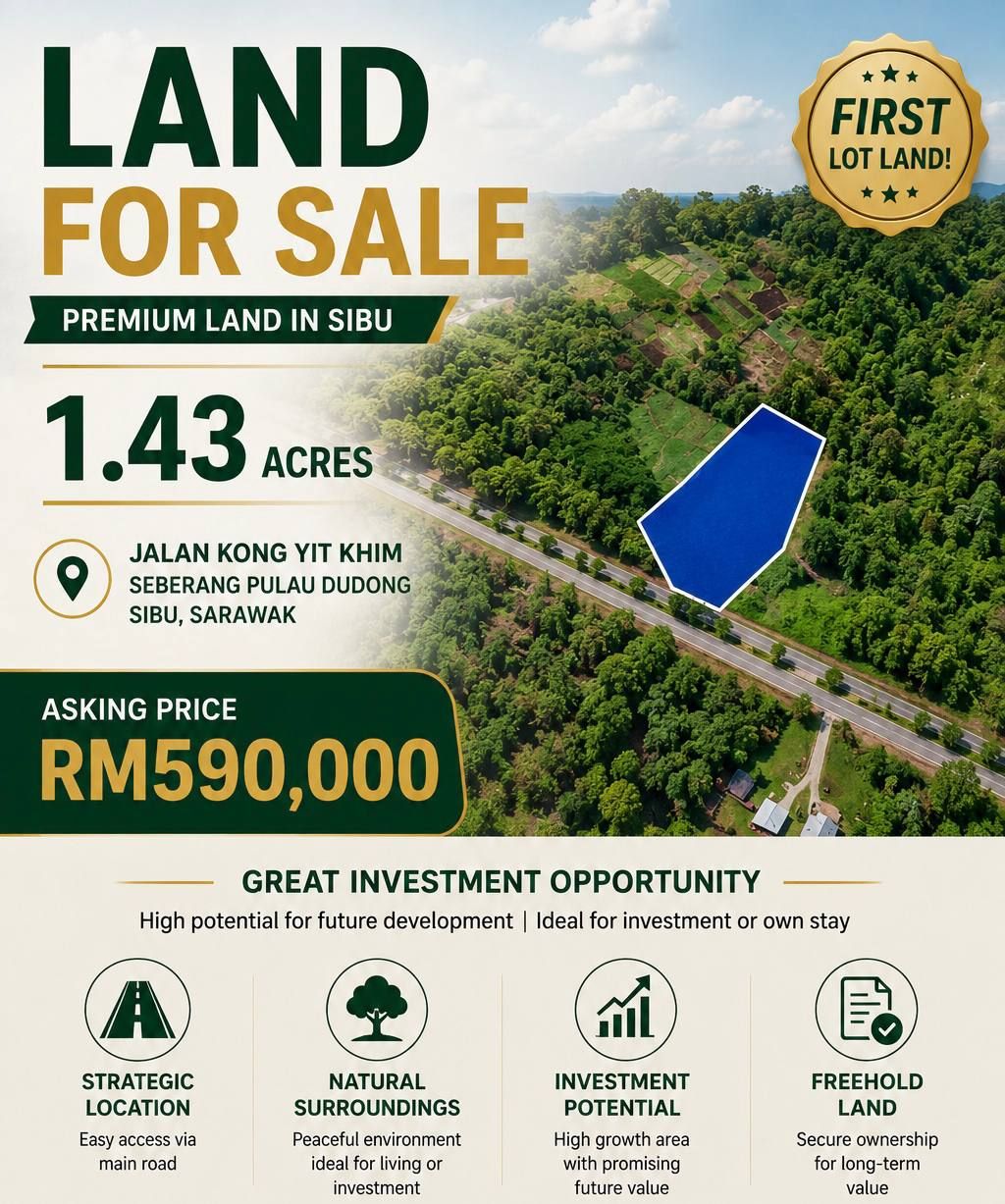 Sibu 黄金地段土地出售 | Jalan Kong Yit Khim Land for Sale