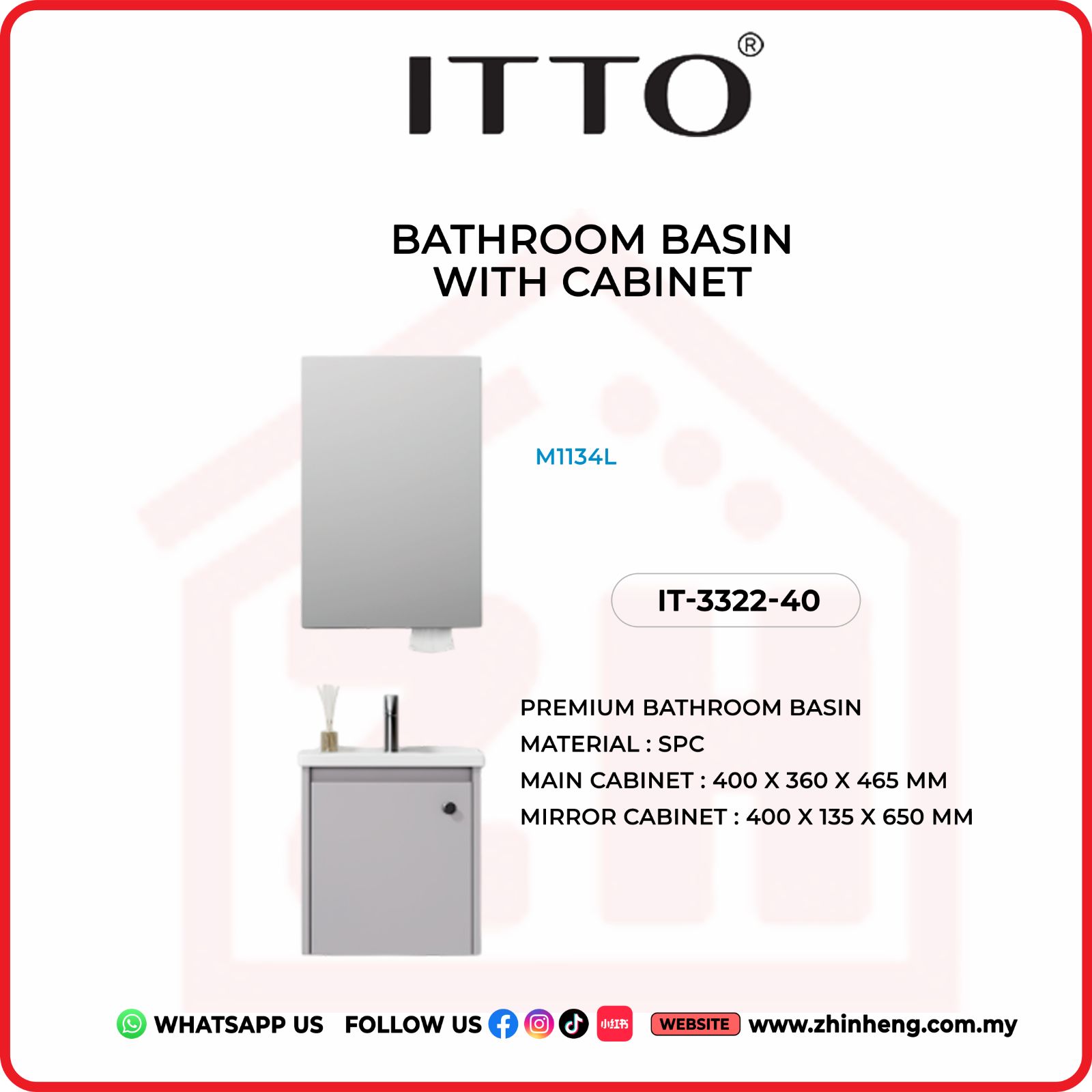 ​​​​​​​ITTO BATHROOM BASIN WITH CABINET IT-3322-40